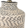 Atouk Textured Natural and Black Stoneware Table Lamp with Henry 35cm Taupe Handloom Cylinder Shade