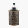 Deco Black Geo Art Deco Hand Painted Table Lamp Base with Harry 40cm Taupe Poly Cotton Cylinder Drum Lampshade