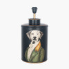 Pointer Black Hand Painted Dog Table Lamp Base with Harry 40cm Black Cotton Mix Cylinder Lampshade