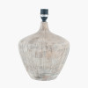 Manaia White Wash Textured Wood Table Lamp Base with Lino 35cm White Self Lined Linen Cylinder Lampshade