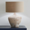 Manaia White Wash Textured Wood Table Lamp with Henry 35cm Taupe Handloom Cylinder Shade