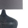 Manaia Antique Black Textured Wood Table Lamp with Henry 35cm Grey Handloom Cylinder Shade