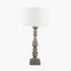 Alia Grey Wash Turned Mango Wood Table Lamp Base