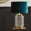 Mono Humbug Black and White Tall Table Lamp Base with Bow 40cm Forest Green Velvet Cylinder Lampshade