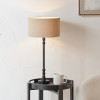 Rhode Matt Black Stick Metal Table Lamp Base with Henry 30cm Taupe Handloom Cylinder Lampshade