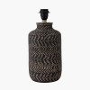 Atouk Textured Black Stoneware Table Lamp Base with Harry 35cm Ivory Cotton Mix Cylinder Lampshade