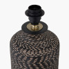 Atouk Textured Black Stoneware Table Lamp Base with Harry 35cm Ivory Cotton Mix Cylinder Lampshade