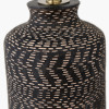 Atouk Textured Black Stoneware Table Lamp Base with Henry 35cm White Handloom Cylinder Lampshade