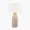 Palawan Stone Grey Feather Stoneware Table Lamp Base with Henry 40cm White Handloom Cylinder Lampshade