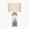 Wren Black and Cream Building Print Tall Ceramic Table Lamp Base