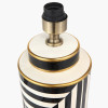 Optic Black and White Optic Stripe Ceramic Table Lamp Base with Harry 30cm Black Cotton Mix Cylinder Lampshade