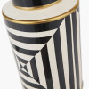 Optic Black and White Optic Stripe Ceramic Table Lamp Base with Harry 30cm Black Cotton Mix Cylinder Lampshade