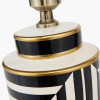 Optic Black and White Optic Stripe Ceramic Table Lamp Base with Harry 30cm Black Cotton Mix Cylinder Lampshade