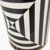 Optic Black and White Optic Stripe Ceramic Table Lamp Base with Harry 30cm Black Cotton Mix Cylinder Lampshade