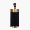 Dempsey Black Velvet and Antique Gold Metal Table Lamp Base with Harry 30cm Black Poly Cotton Cylinder Drum Lampshade