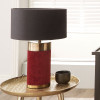 Dempsey Red Velvet and Antique Gold Metal Table Lamp Base