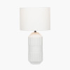 Meribel White Geo Textured Tall Ceramic Table Lamp