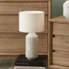 Meribel White Geo Textured Tall Ceramic Table Lamp