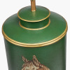 Horse Green Hand Painted Metal Table Lamp Base with Bow 40cm Black Velvet Cylinder Lampshade