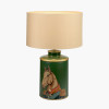 Horse Green Hand Painted Metal Table Lamp Base