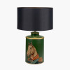 Horse Green Hand Painted Metal Table Lamp Base