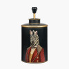 Zebra Black Hand Painted Metal Table Lamp Base with Harry 40cm Black Poly Cotton Cylinder Drum Lampshade