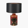 Dachshund Red Hand Painted Metal Table Lamp Base with Zara 40cm Black Silk Cylinder Drum Lampshade