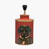 Dachshund Red Hand Painted Metal Table Lamp Base with Zara 40cm Black Silk Cylinder Drum Lampshade