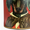 Dachshund Red Hand Painted Metal Table Lamp Base with Zara 40cm Black Silk Cylinder Drum Lampshade