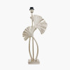 Gingko Shiny Champagne Metal Tall Gingko Leaf Table Lamp Base with Lino 35cm Grey Self Lined Linen Drum Lampshade