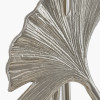 Gingko Shiny Champagne Metal Tall Gingko Leaf Table Lamp Base with Lino 35cm Grey Self Lined Linen Drum Lampshade