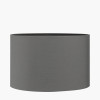 Orla Shiny Silver Metal Statement Circle Table Lamp Base with Mia 35cm Steel Grey Oval Poly Cotton Lampshade