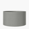 Malone Textured White Squares Design Stoneware Table Lamp Base with Harry 35cm Steel Grey Poly Cotton Cylinder Lampshade