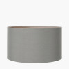 Malone Textured White Squares Design Stoneware Table Lamp Base with Harry 35cm Steel Grey Poly Cotton Cylinder Lampshade