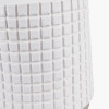 Malone Textured White Squares Design Stoneware Table Lamp Base with Harry 35cm Steel Grey Poly Cotton Cylinder Lampshade