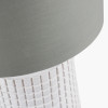 Malone Textured White Squares Design Stoneware Table Lamp Base with Harry 35cm Steel Grey Poly Cotton Cylinder Lampshade