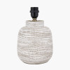 Alina White Dot Design Small Stoneware Table Lamp Base with Lino 25cm White Self Lined Linen Drum Lampshade