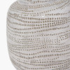 Alina White Dot Design Small Stoneware Table Lamp Base with Lino 25cm White Self Lined Linen Drum Lampshade