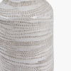 Alina White Dot Design Stoneware Table Lamp Base with Lino 30cm Grey Self Lined Linen Drum Lampshade