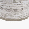 Alina White Dot Design Stoneware Table Lamp Base with Lino 30cm Grey Self Lined Linen Drum Lampshade