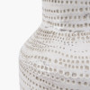 Alina White Dot Design Stoneware Table Lamp Base with Lino 30cm Grey Self Lined Linen Drum Lampshade