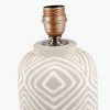 Margot Grey Patterned Stoneware Table Lamp Base with Henry 35cm Taupe Handloom Cylinder Lampshade