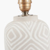 Margot Grey Patterned Stoneware Table Lamp Base with Henry 35cm Taupe Handloom Cylinder Lampshade