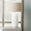 Margot Grey Patterned Stoneware Table Lamp Base with Henry 35cm Taupe Handloom Cylinder Lampshade