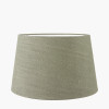 Willow White Leaf Detail Stoneware Table Lamp Base with Milos 40cm Pistachio Green Linen Tapered Lampshade