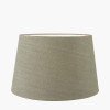 Willow White Leaf Detail Stoneware Table Lamp Base with Milos 40cm Pistachio Green Linen Tapered Lampshade