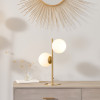 Estelle Brushed Brass Metal and White Orb Dome Table Lamp