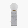 Émile Orb Glass Shade, Brushed Brass Metal and White Marble Table Lamp