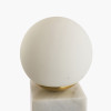 Émile Orb Glass Shade, Brushed Brass Metal and White Marble Table Lamp