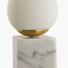 Émile Orb Glass Shade, Brushed Brass Metal and White Marble Table Lamp